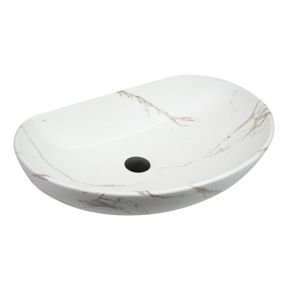 White Gold Statuario Half-Oval