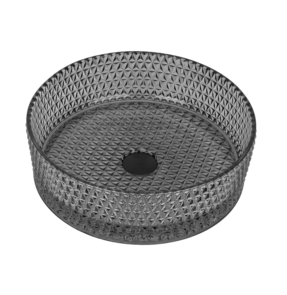 Black Glass Pyramid Round